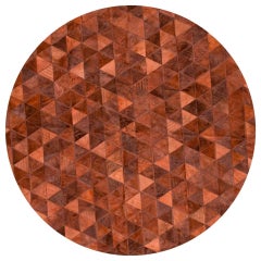 Alfombra redonda de cuero de vaca personalizable Trilogia terracota grande