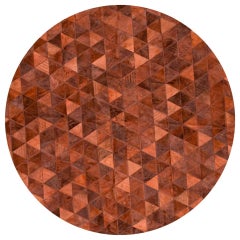 Terracotta Round Trilogia Customizable Cowhide Rug Large