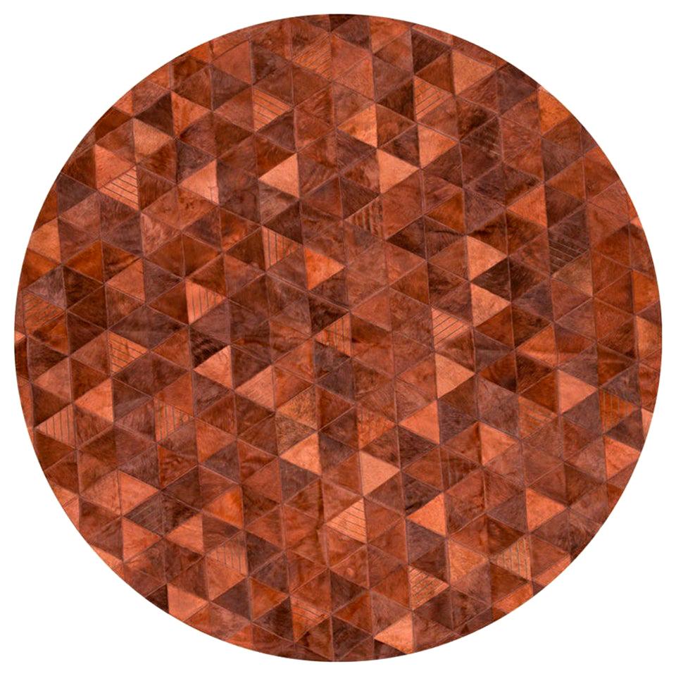 Terracotta Round Trilogia Customizable Cowhide Rug X-Large For Sale