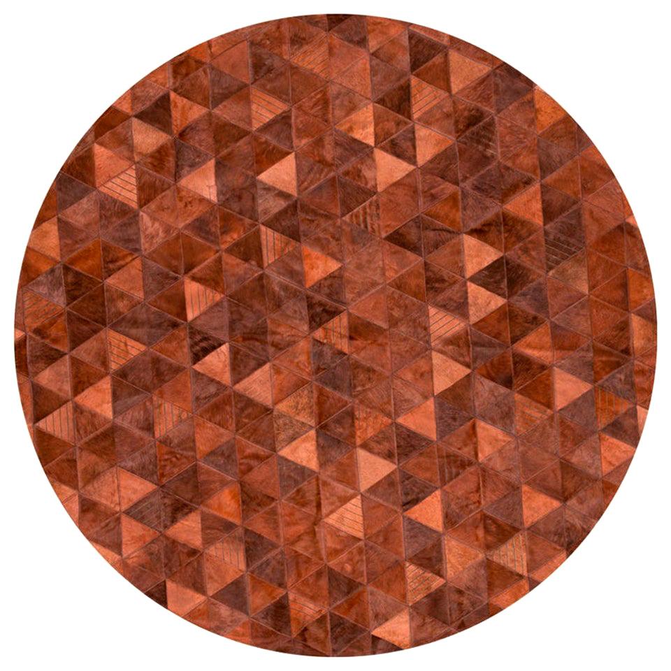 Alfombra de piel de vaca personalizable Trilogia redonda terracota X-Grande