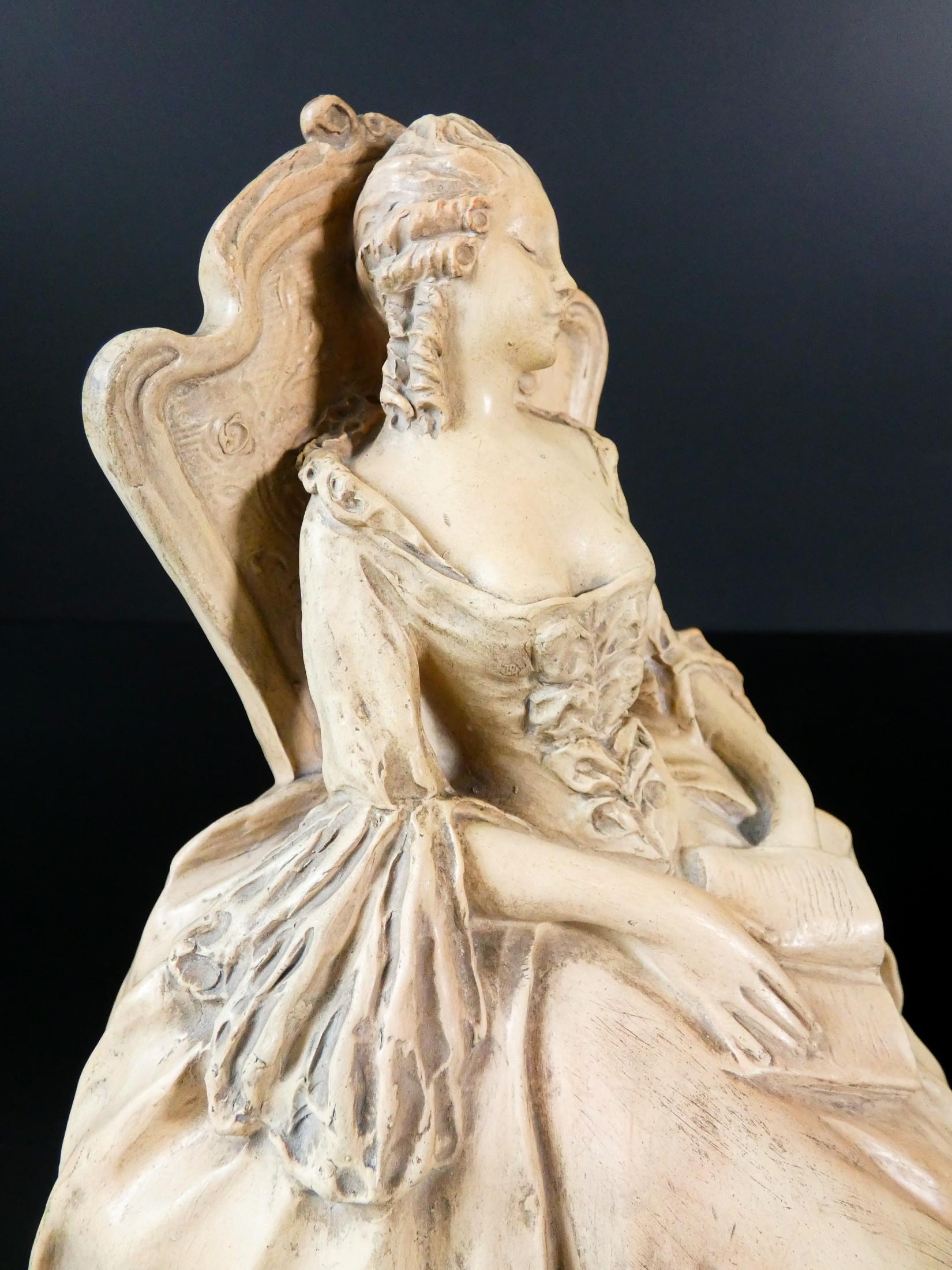 Terracotta Sculpture by Arturo Pannunzio, Sleeping Lady, Italy, 1940 For Sale 1