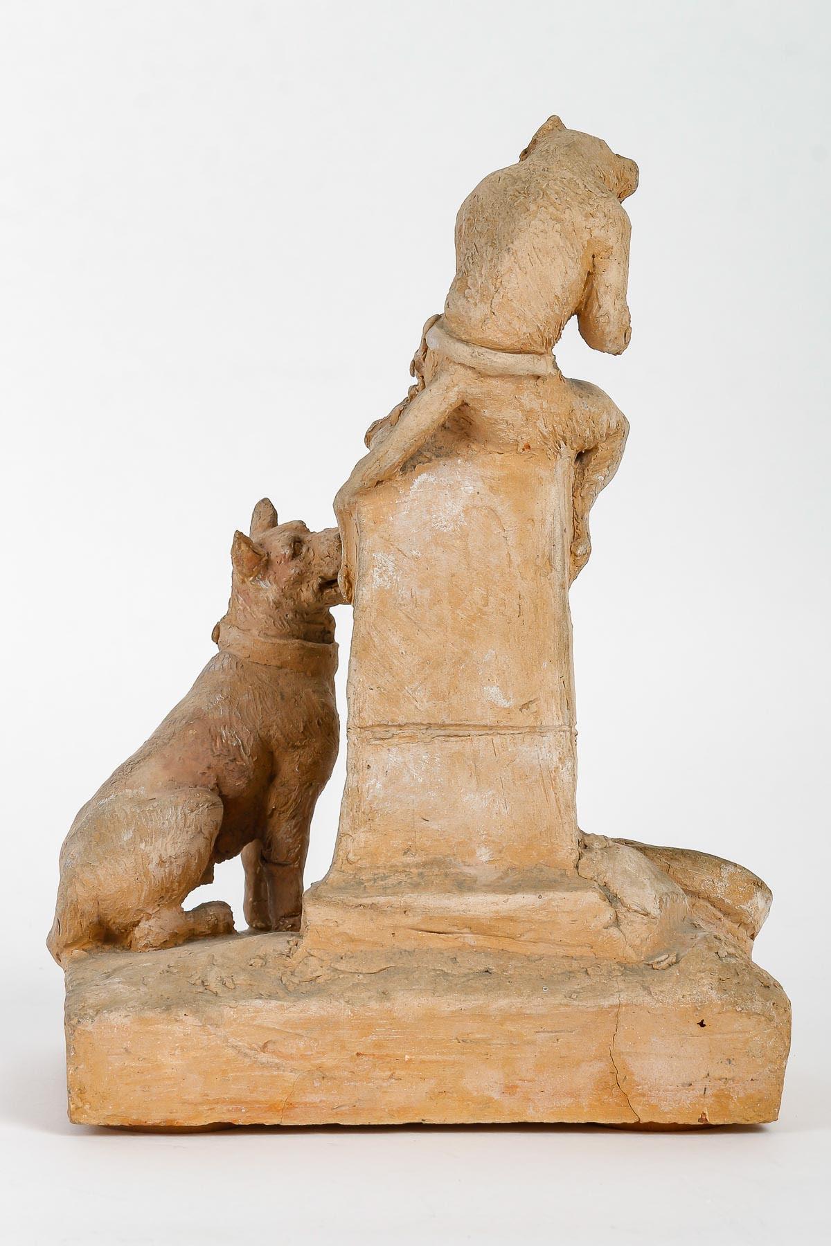 Terrakotta-Skulptur von Paul Adolphe Lebègue, Anfang des 20. Jahrhunderts. im Zustand „Gut“ im Angebot in Saint-Ouen, FR