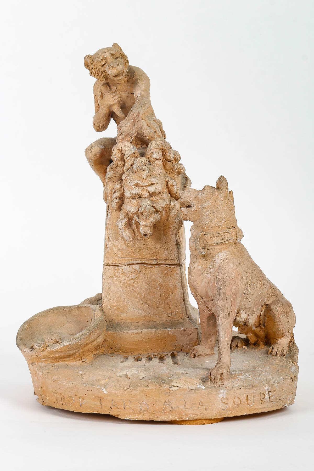 Terracotta Sculpture by Paul Adolphe Lebègue, Early 20th Century. For Sale 2