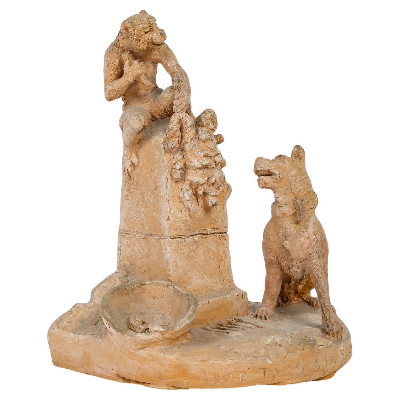 Terracotta Sculpture by Paul Adolphe Lebègue, Early 20th Century. For Sale