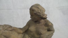 Terracotta Sculpture by Pierre Theunis, Belgium, 1863-1950 "Study of Nude"