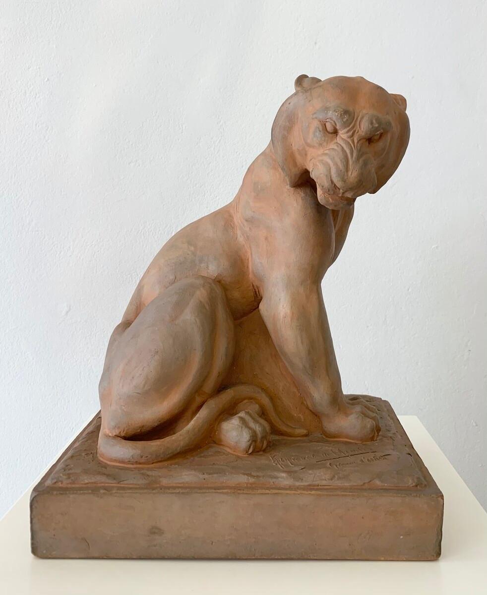 Terracotta sculpture by Raymond de Meester, 1940s, Belgium.