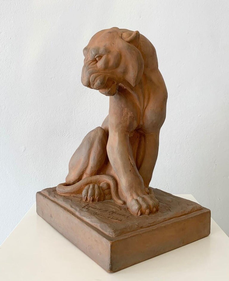 Mid-Century Modern Terracotta Sculpture by Raymond De Meester, 1940s, Belgium For Sale