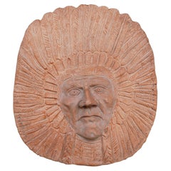 Terracotta sculpture by Roberto Cossellu - Sitting Bull? Indian