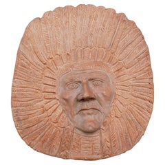 Terracotta sculpture by Roberto Cossellu - Sitting Bull? Indian