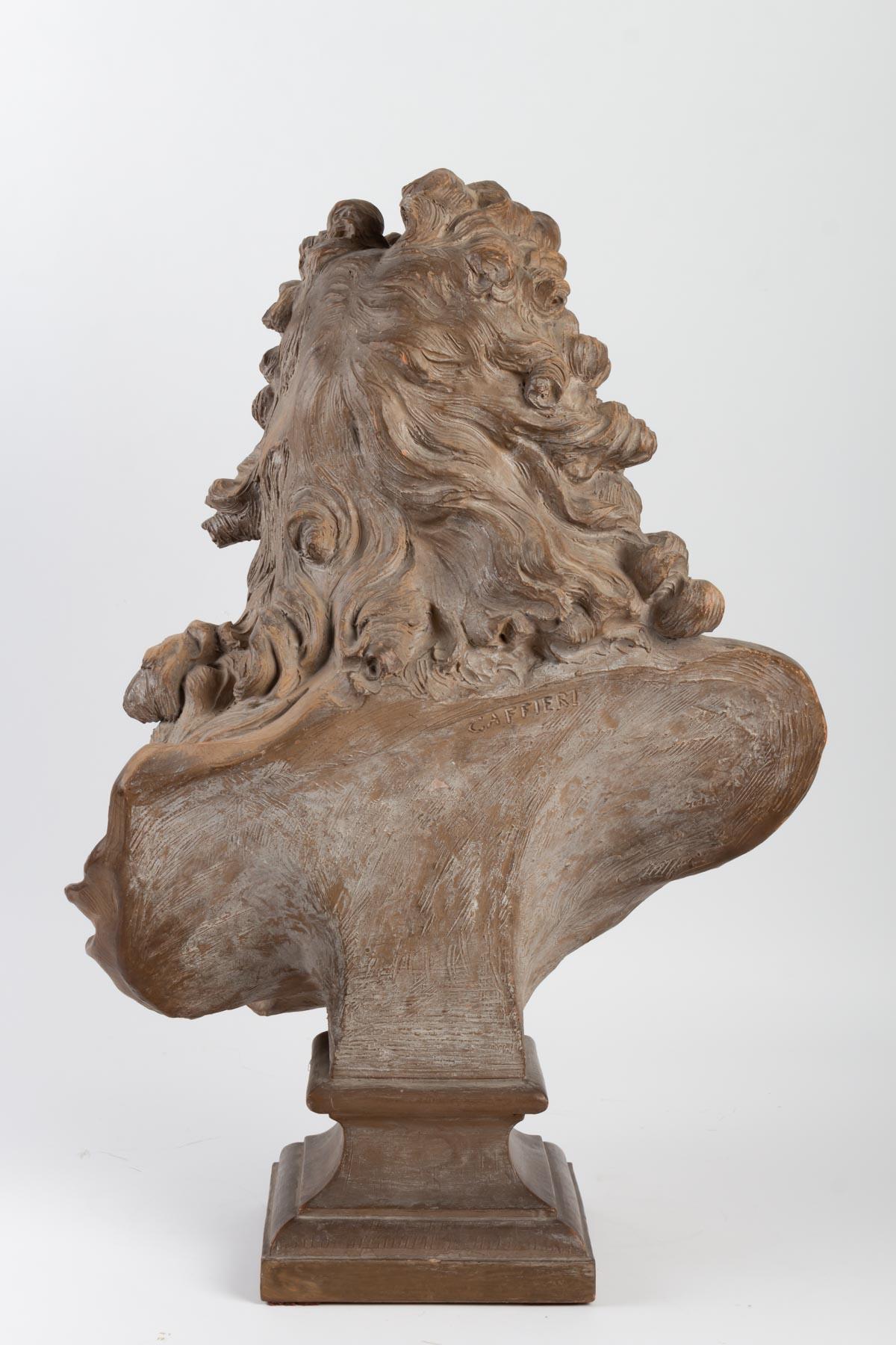 18th Century Terracotta Sculpture by Voltaire, Signed Caffieri