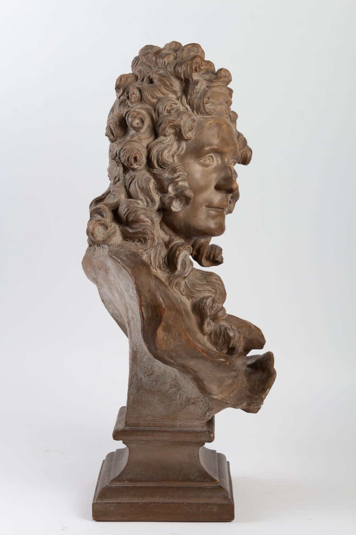 Terracotta Sculpture by Voltaire, Signed Caffieri 2