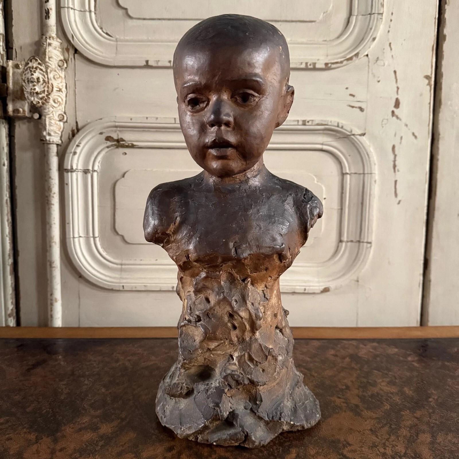 Terracotta sculpture, Charles Filleul workshop, bust of a child. im Angebot 9