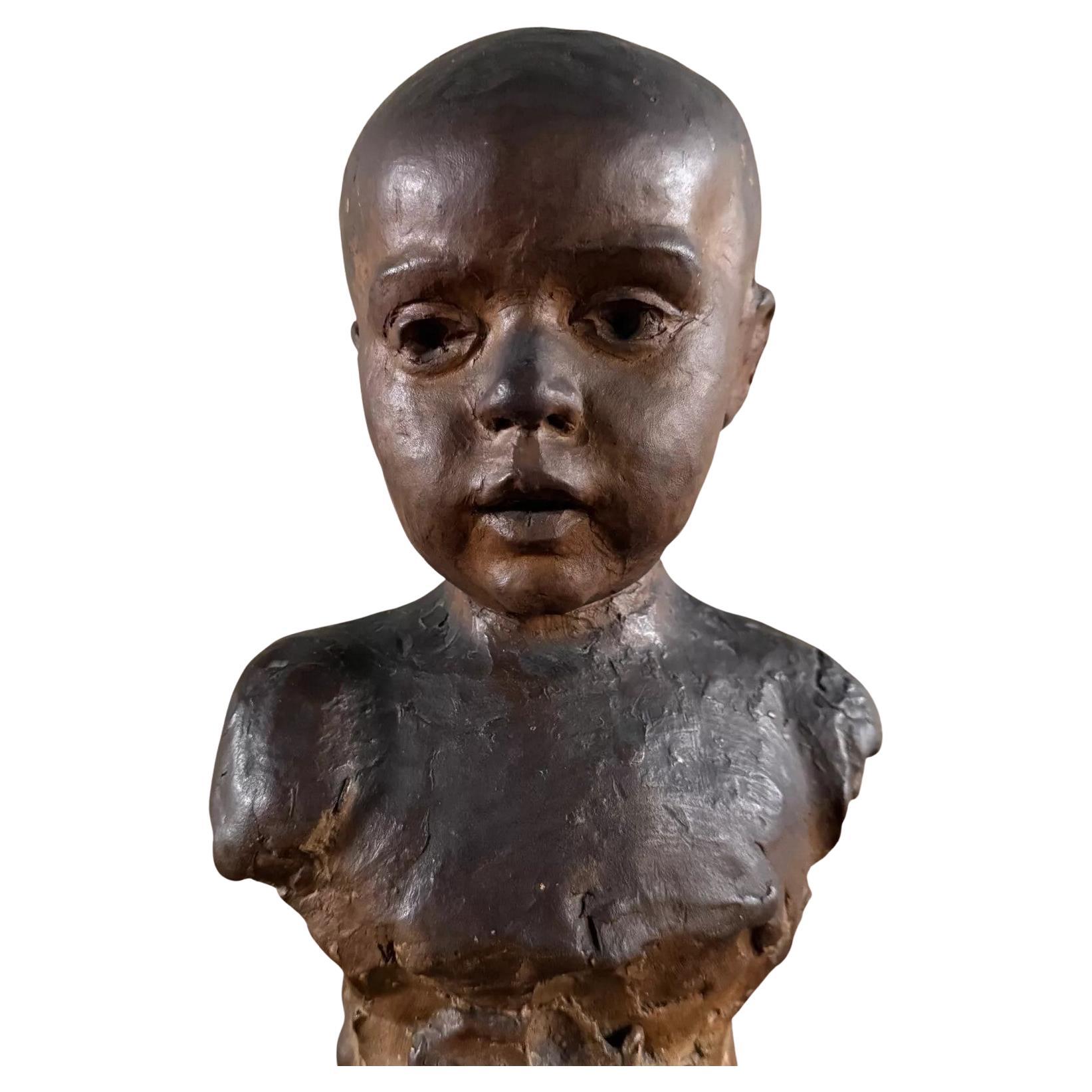 Terracotta sculpture, Charles Filleul workshop, bust of a child.
