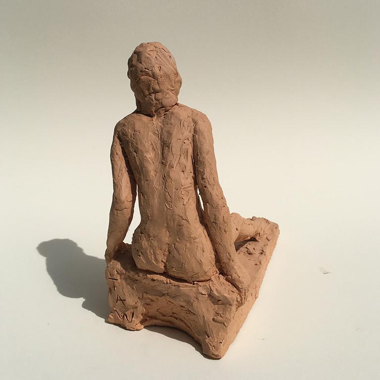 Mid-Century Modern Terracotta Sculpture of a Nude Woman Reclining 20th Century Signed For Sale