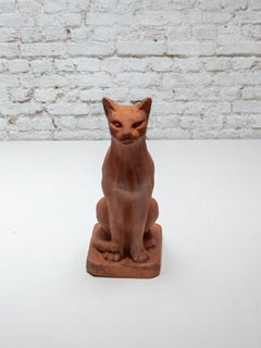 Terracotta Sculpture of a Sitting Cat
