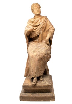 Terracotta Sculpture of a Sitting Gipsy Woman Signed by Soldevila
