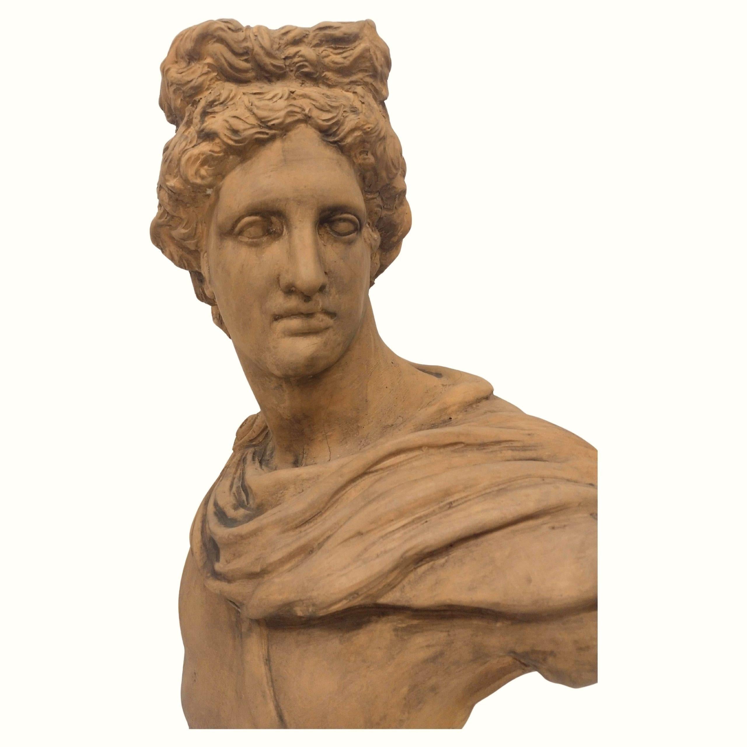 Scultura in terracotta di Apollo in vendita 2