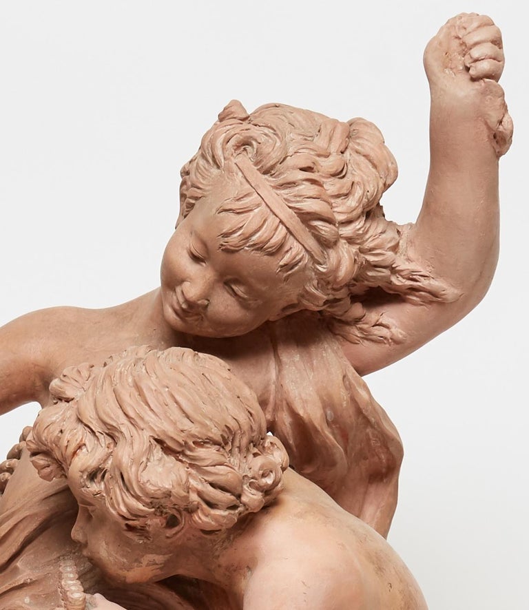 Terracotta Sculpture of Cherubs Signed Barbedienne at 1stDibs