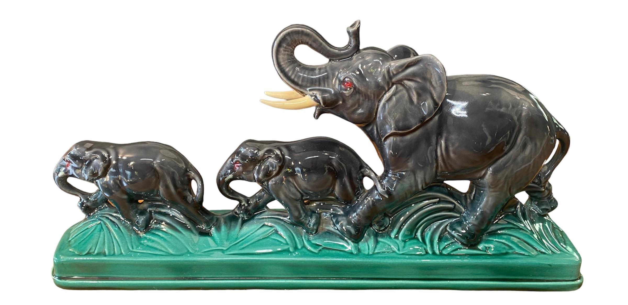 Mid-20th Century Terracotta Sculpture of Elephants, circa 1960 For Sale