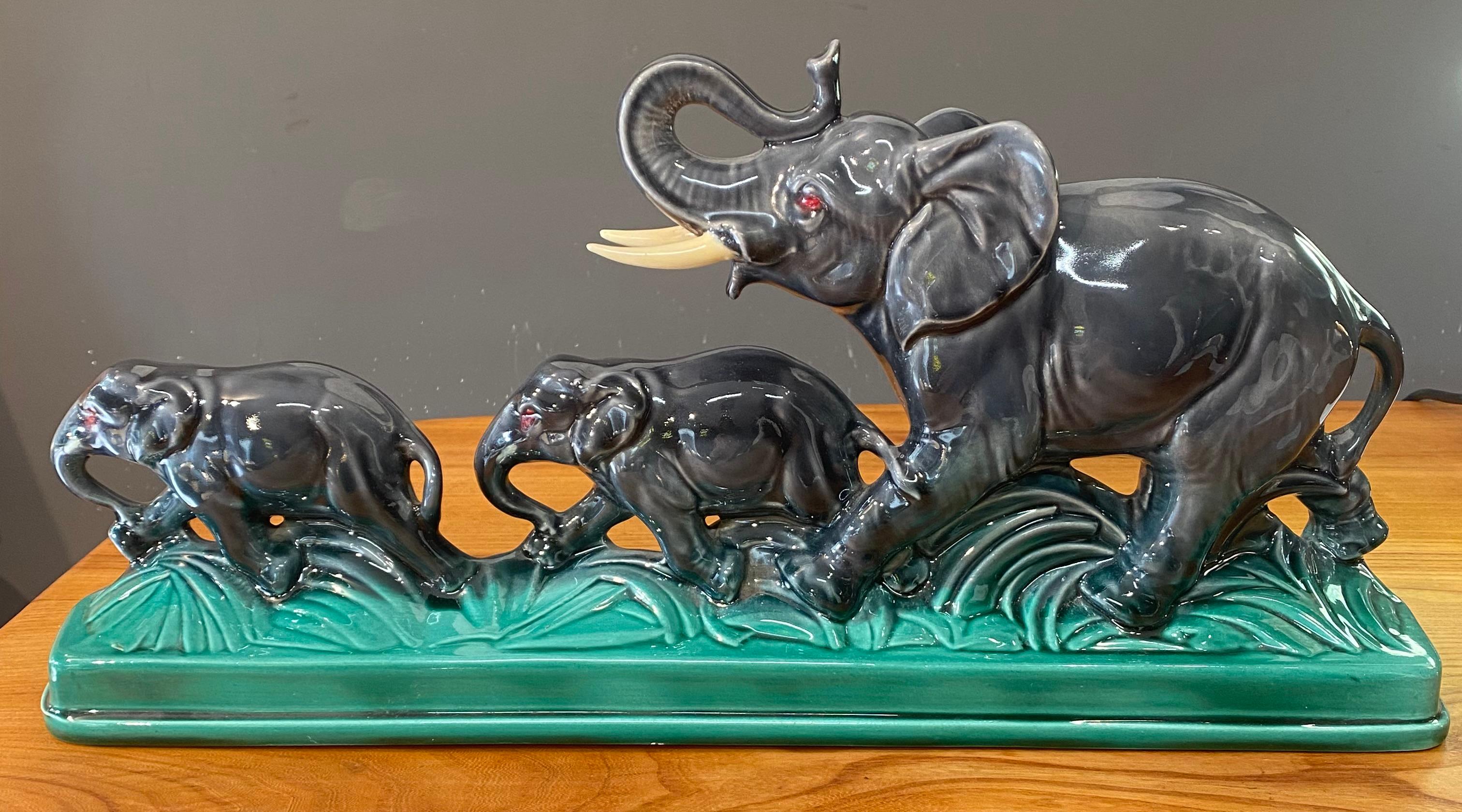 Terracotta Sculpture of Elephants, circa 1960 For Sale 1