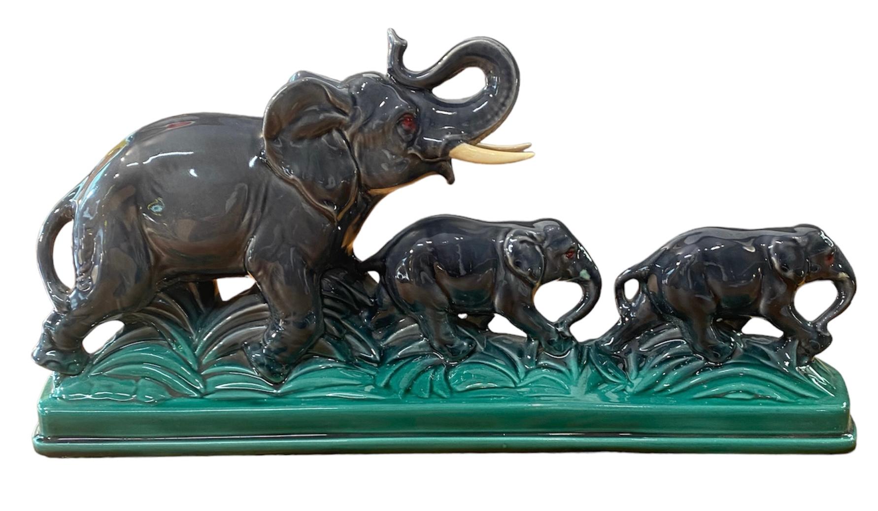 Terracotta Sculpture of Elephants, circa 1960 For Sale 3