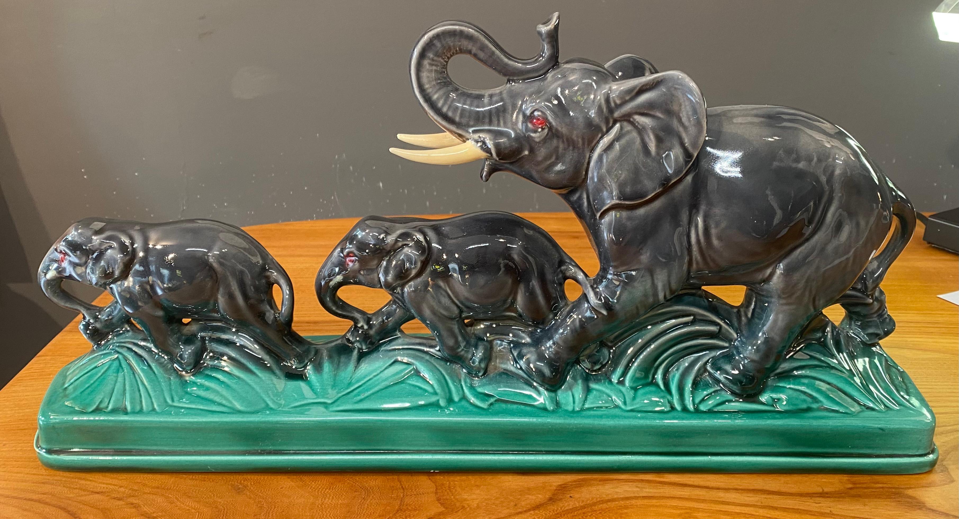 Terracotta Sculpture of Elephants, circa 1960 For Sale 4