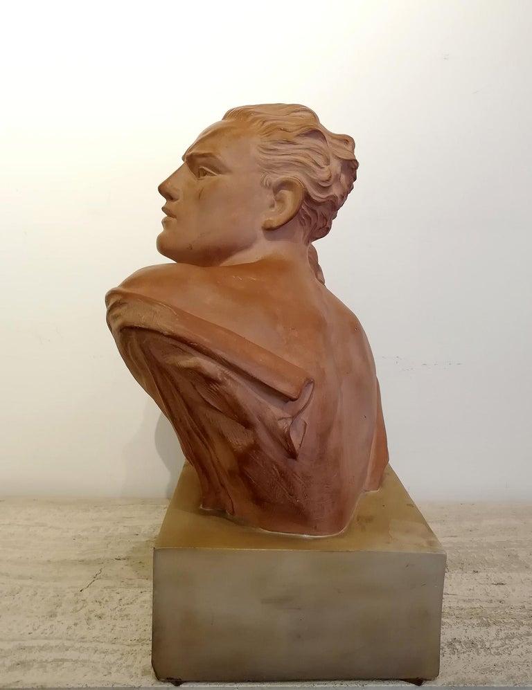 Art Deco Terracotta Sculpture of Jean Marais Signed, 