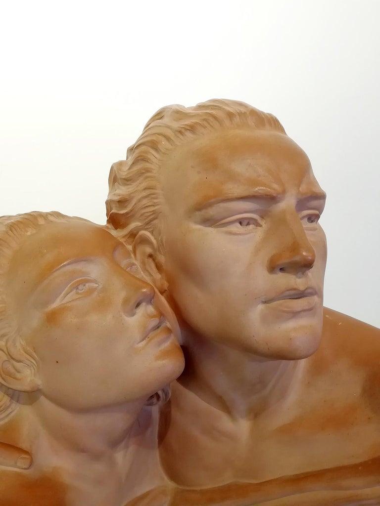 French Terracotta Sculpture of Jean Marais Signed, 