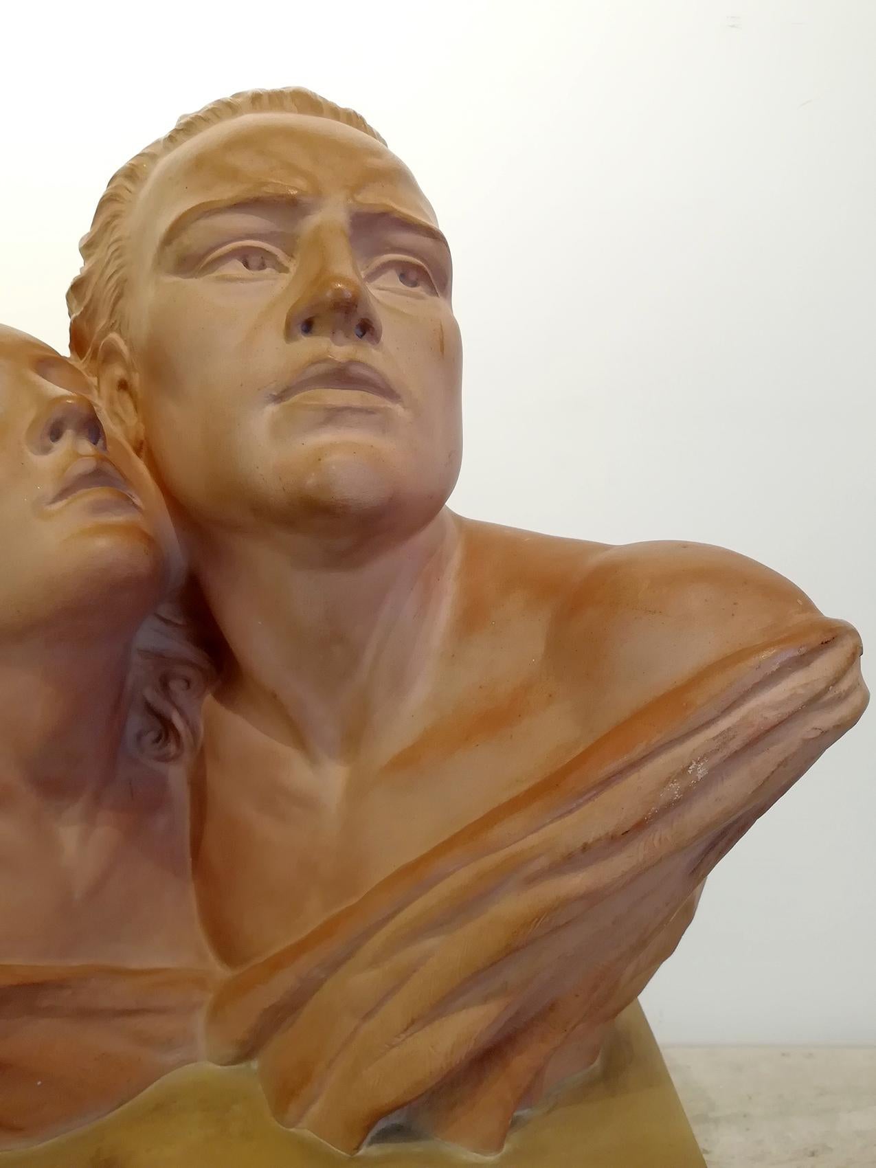 20th Century Terracotta Sculpture of Jean Marais Signed 