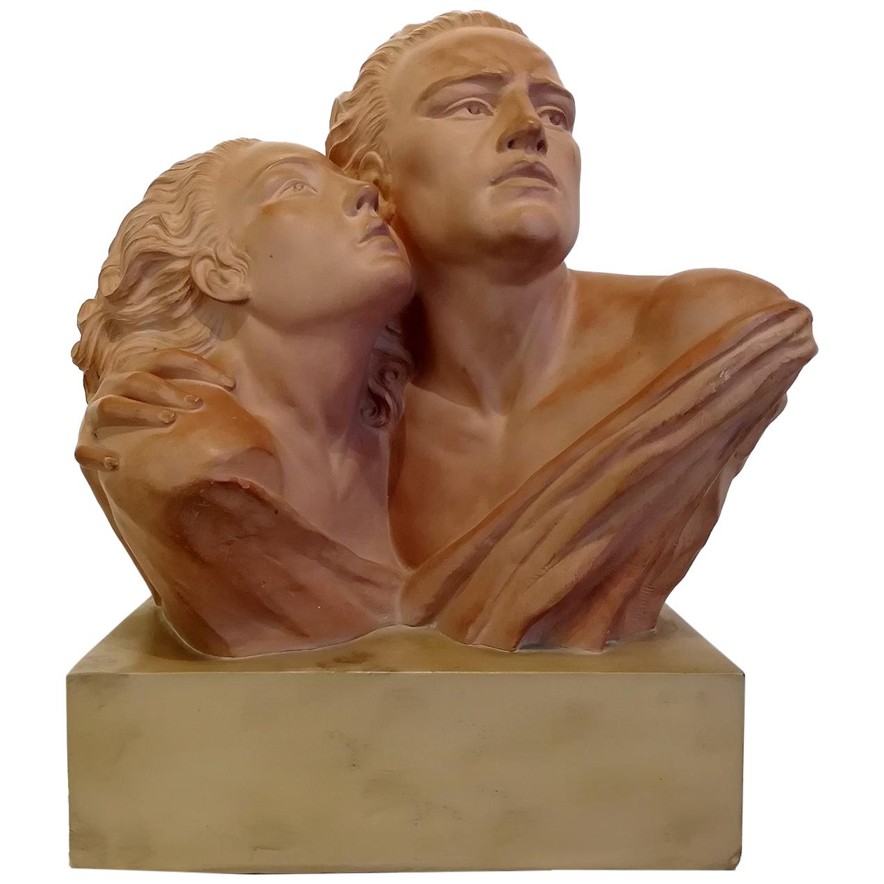 Terracotta Sculpture of Jean Marais Signed "Brochard"