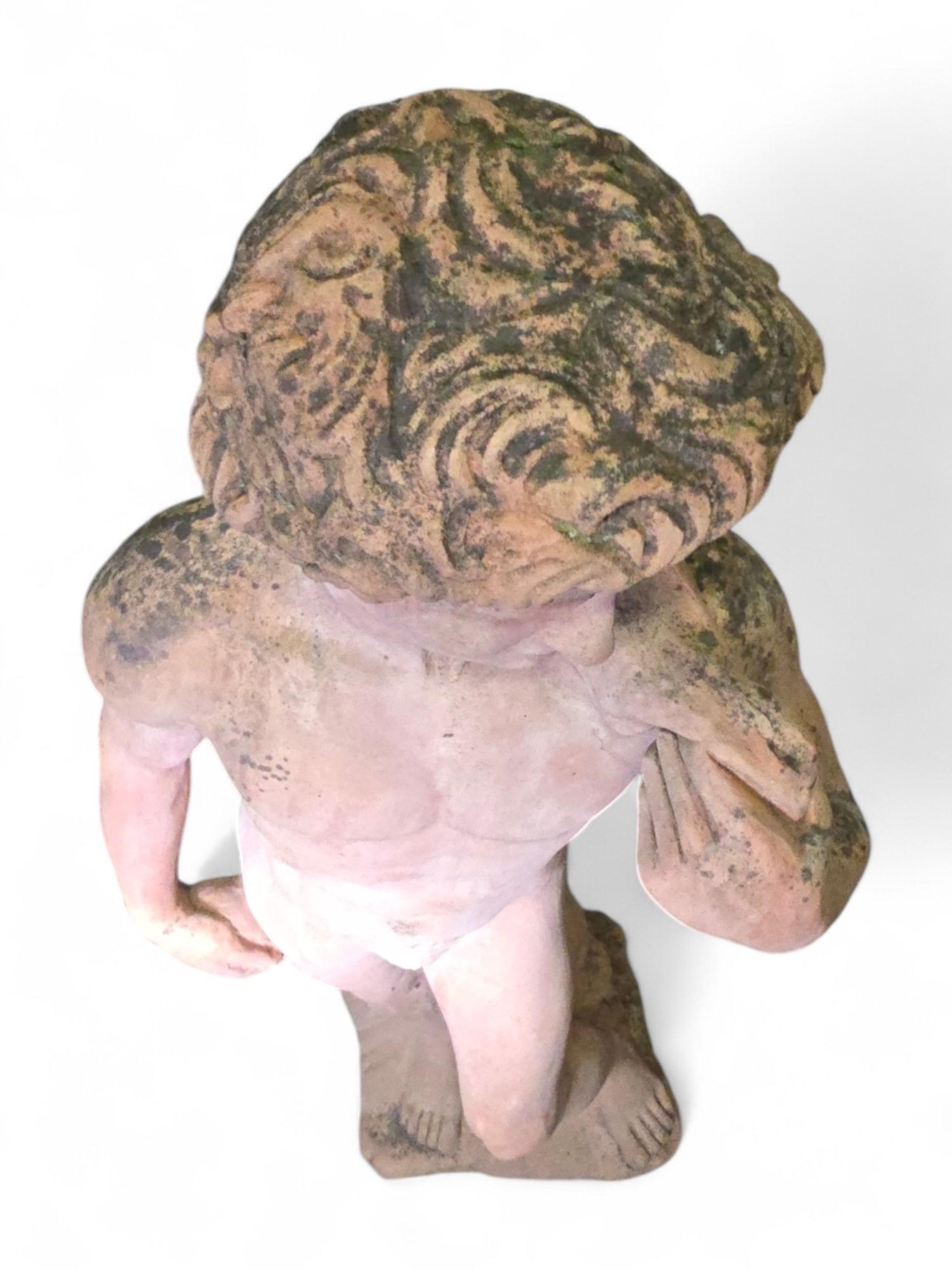 Terre cuite Sculpture en terre cuite représentant le David de Michel-Ange - 125 cm de haut, années 1950 en vente