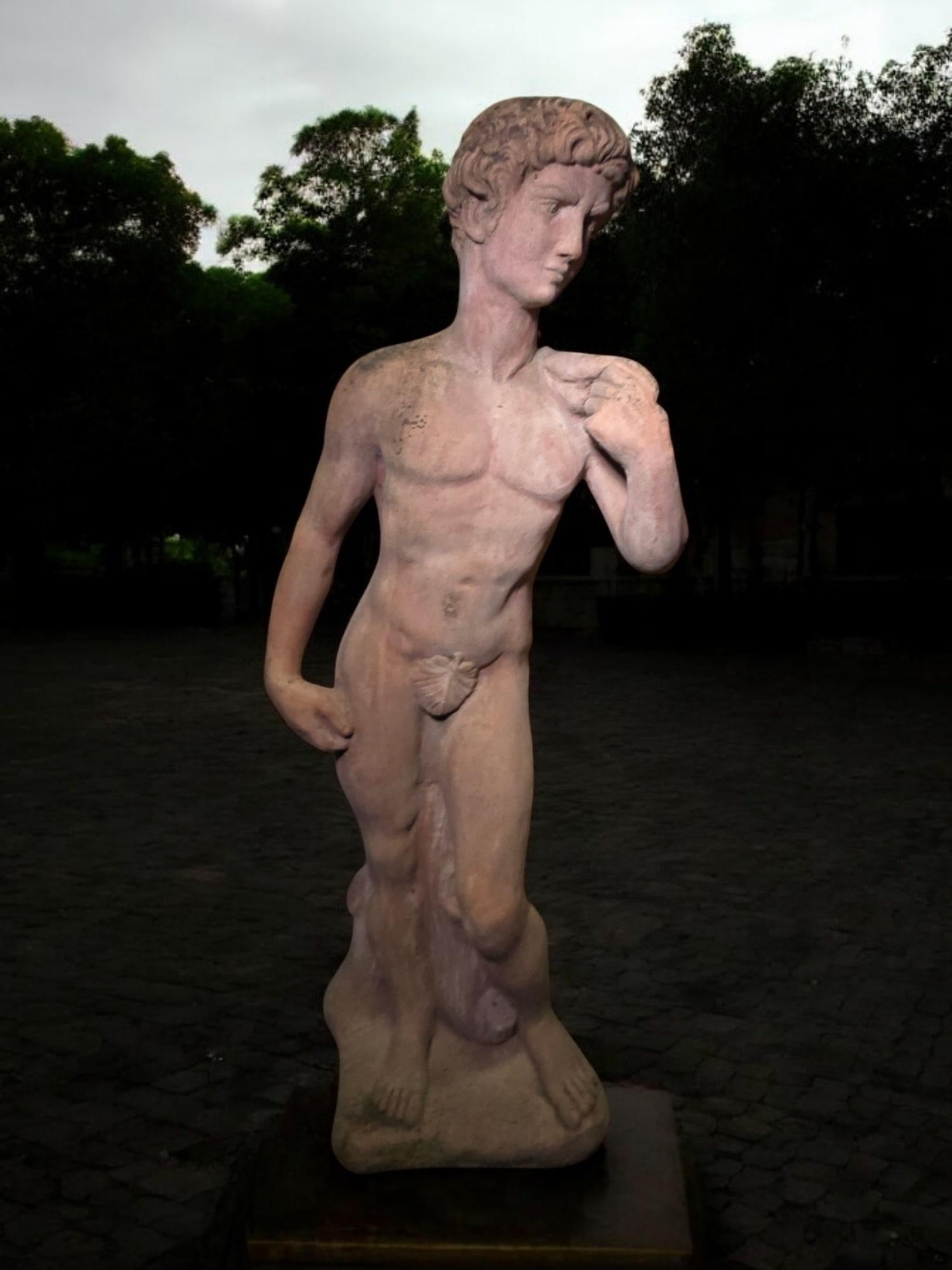 Sculpture en terre cuite représentant le David de Michel-Ange - 125 cm de haut, années 1950 en vente 1