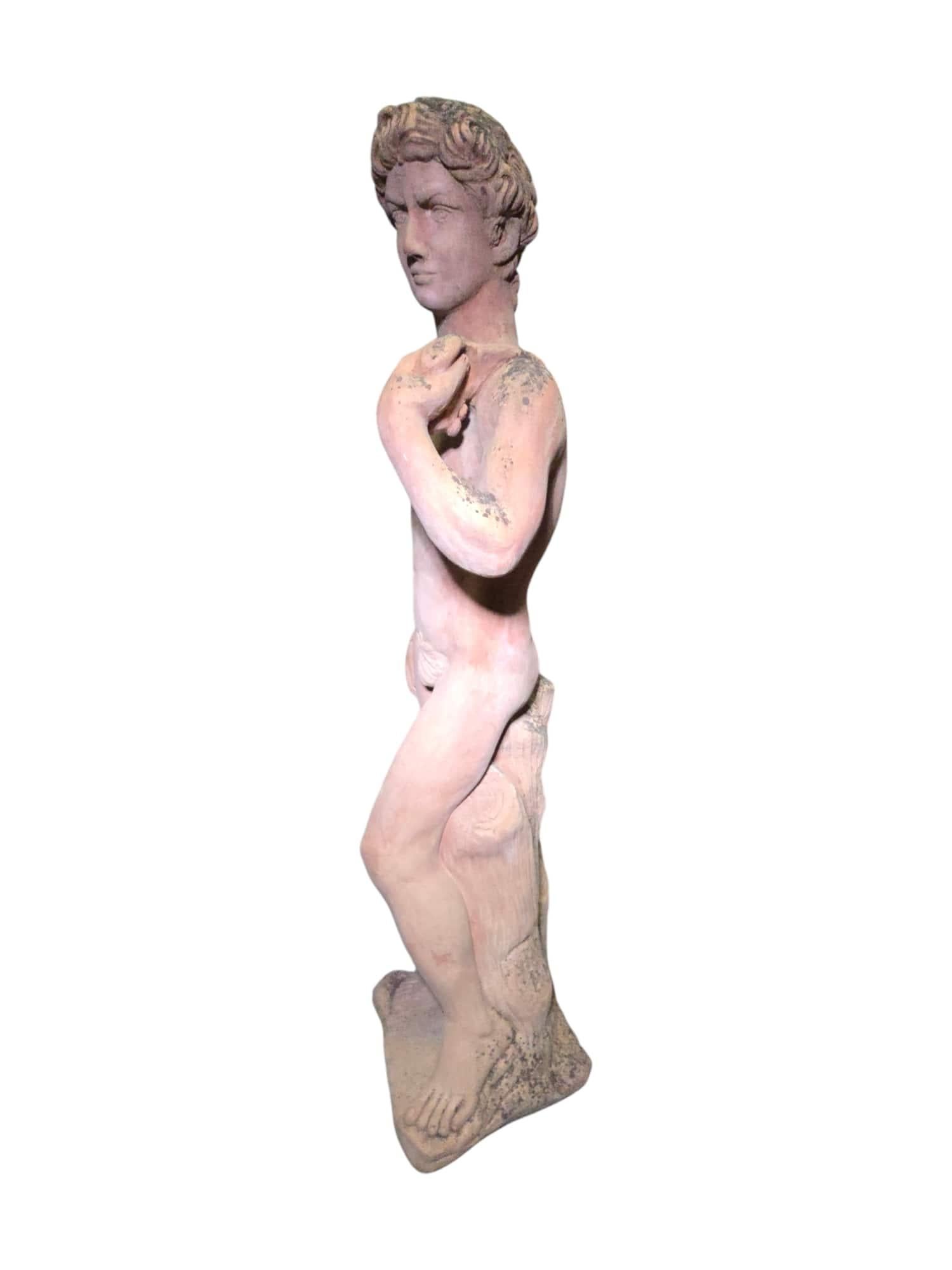 Sculpture en terre cuite représentant le David de Michel-Ange - 125 cm de haut, années 1950 en vente 2