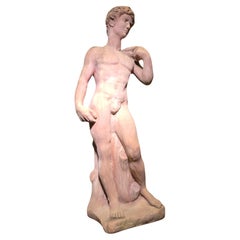 Sculpture en terre cuite représentant le David de Michel-Ange - 125 cm de haut, années 1950