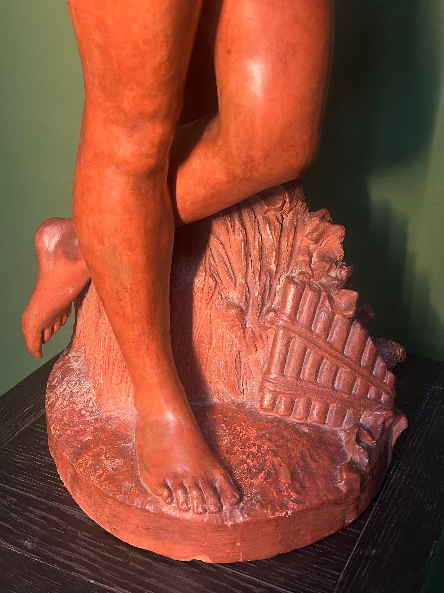 Scultura in terracotta di Ninfa e Dio Pan (Satiro) di Dominique Van Den Bossche in vendita 8