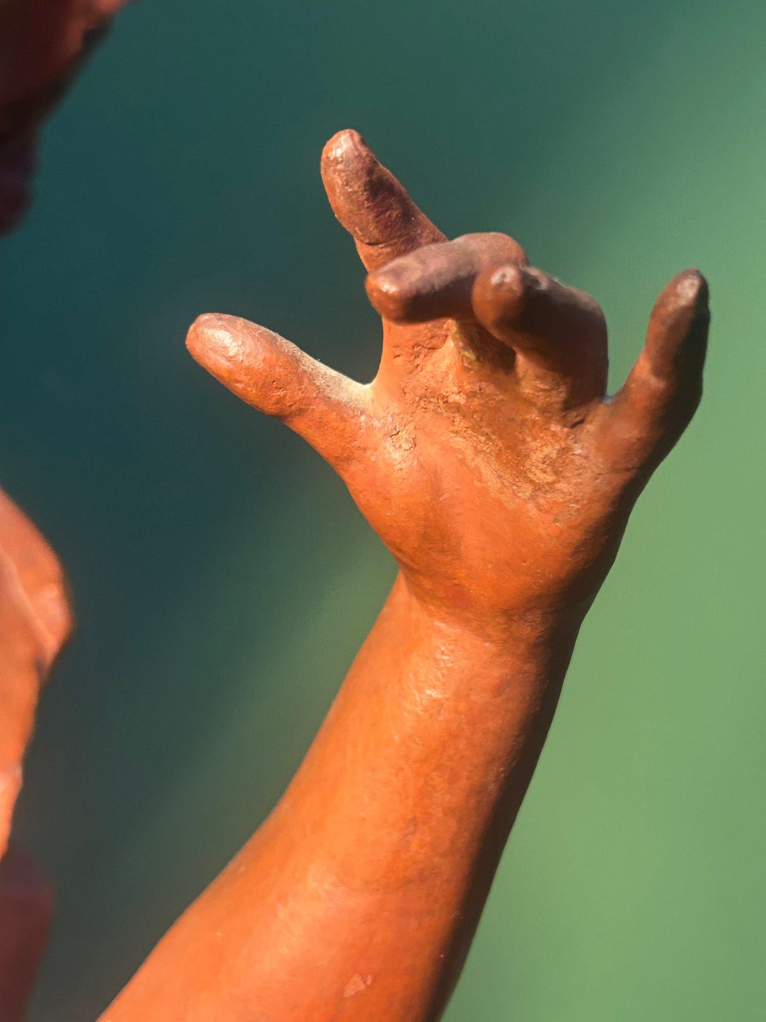 Scultura in terracotta di Ninfa e Dio Pan (Satiro) di Dominique Van Den Bossche in vendita 9