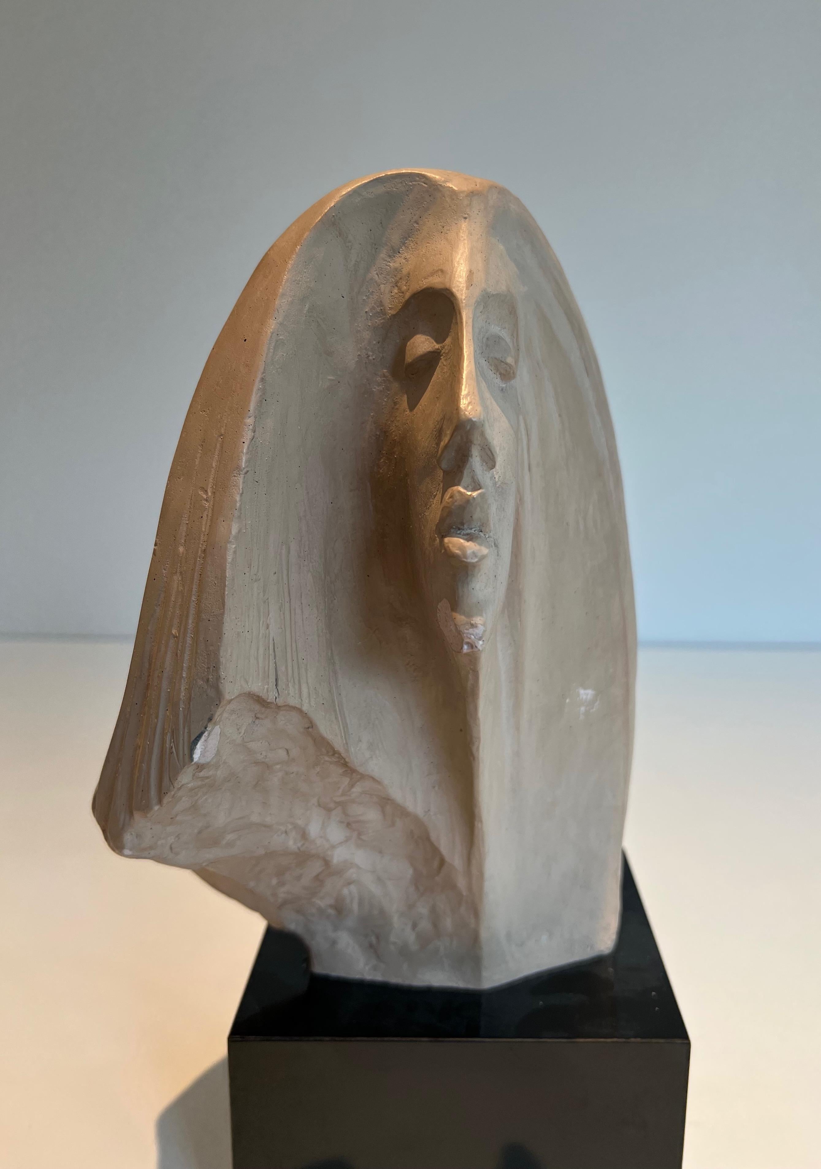 Terracotta Sculpture Representing a Woman's Face For Sale 8