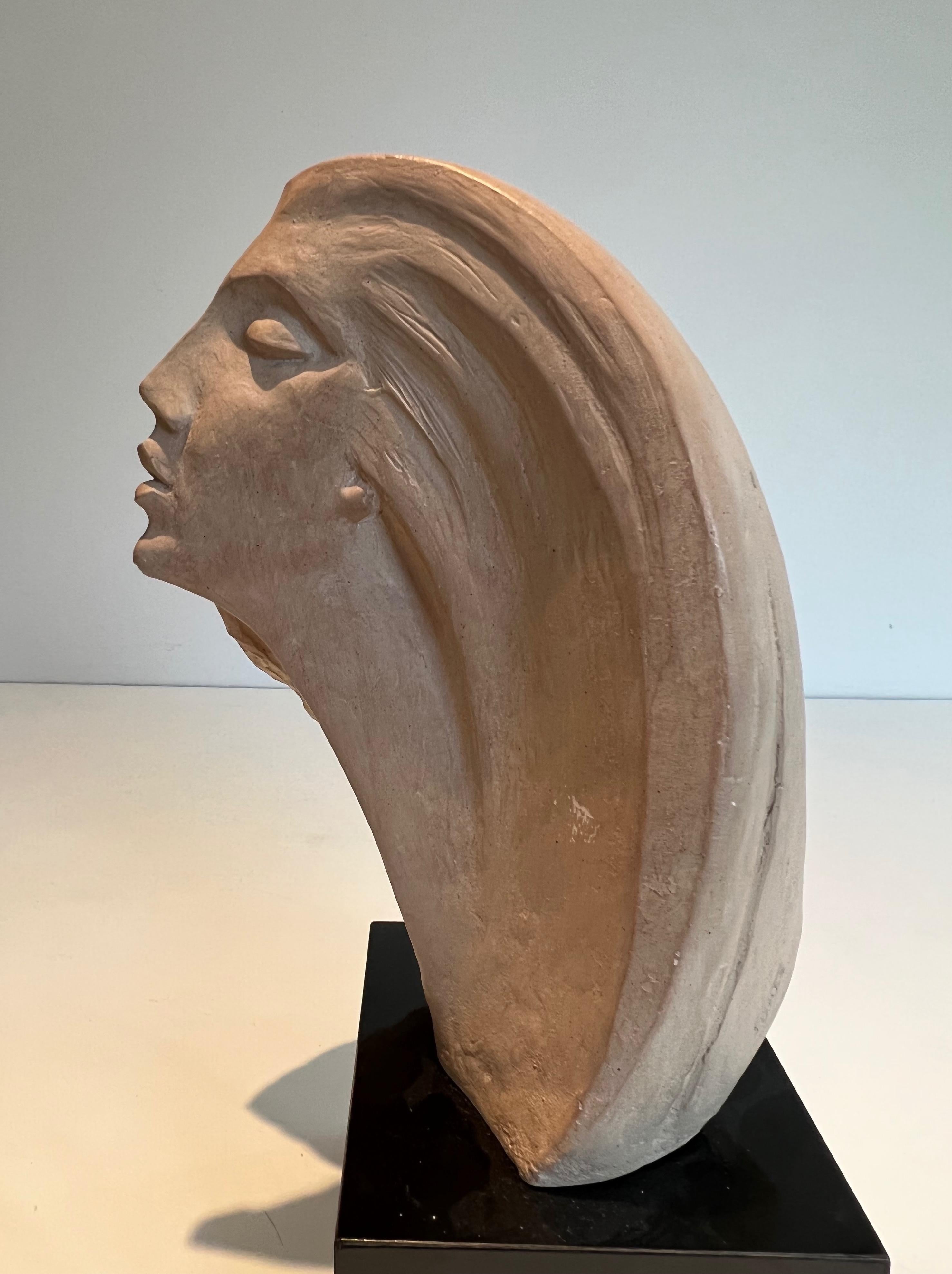 Terracotta Sculpture Representing a Woman's Face For Sale 12