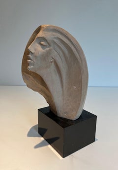 Terracotta Sculpture Representing a Woman's Face