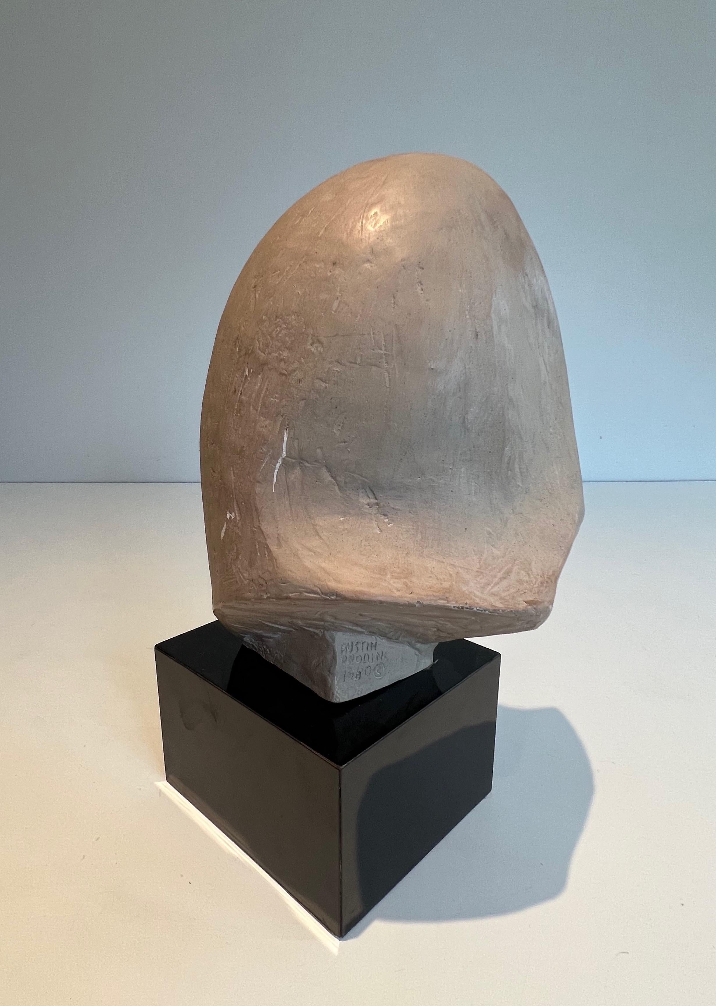 Late 20th Century Terracotta Sculpture Representing a Woman's Face For Sale