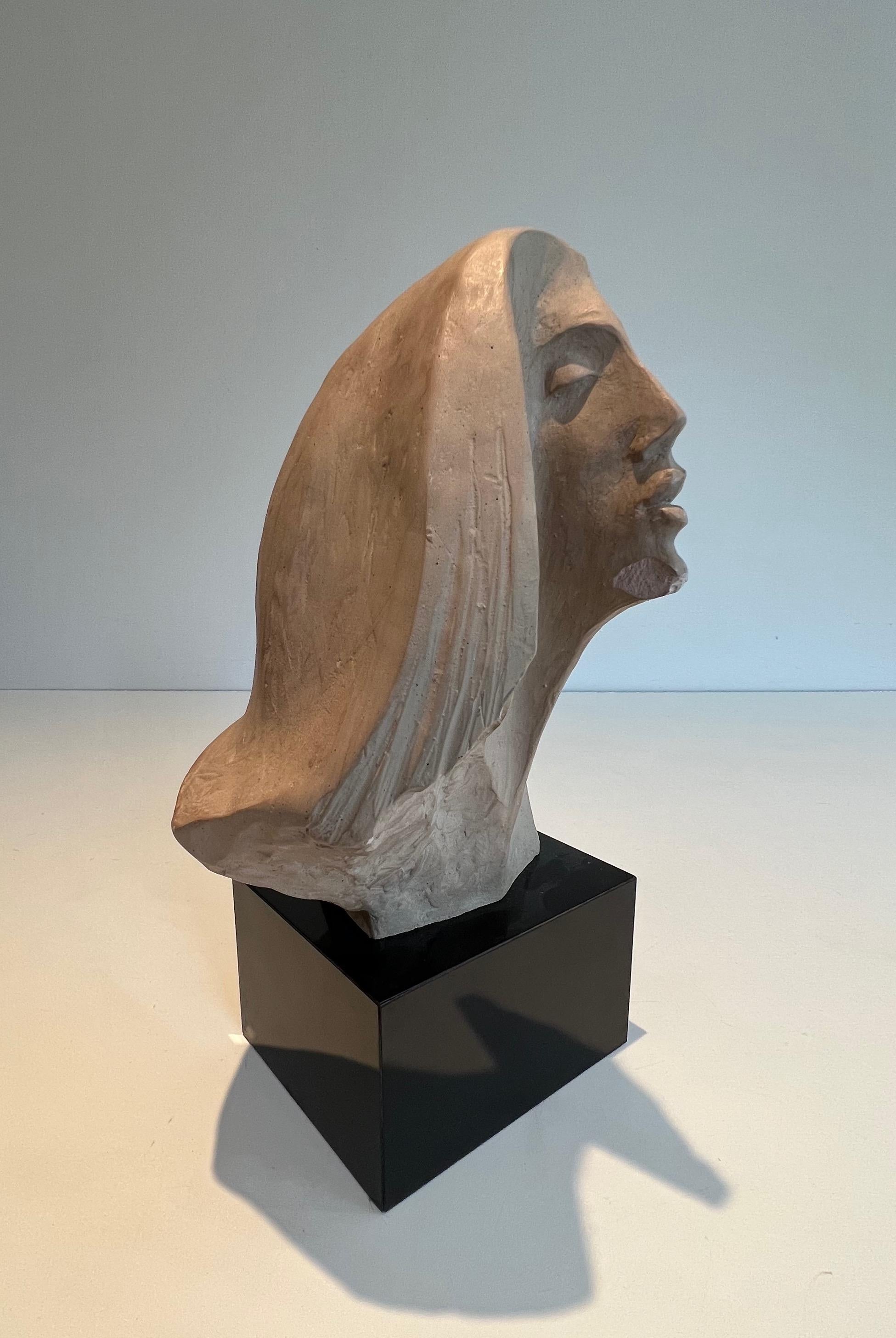 Terracotta Sculpture Representing a Woman's Face For Sale 1