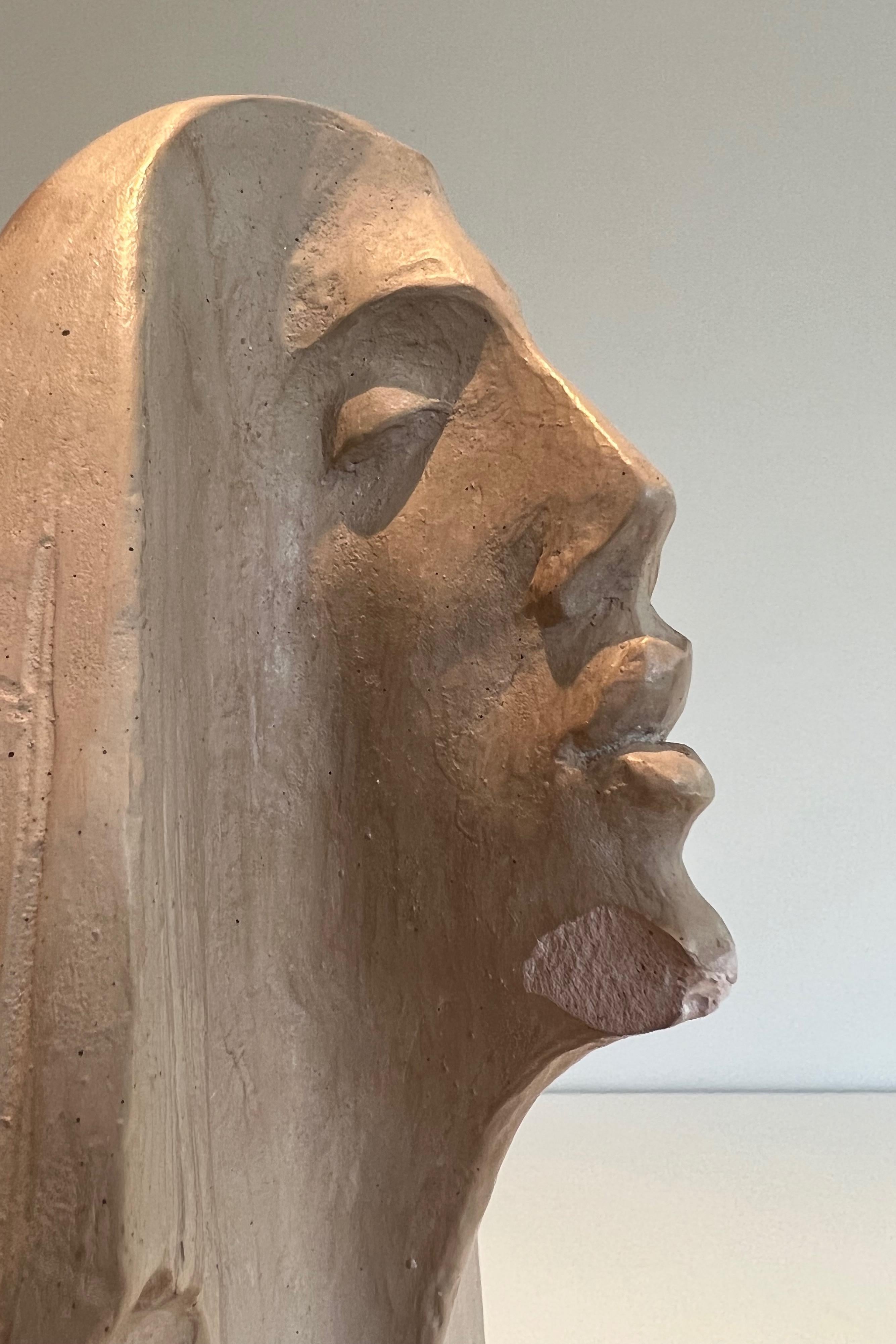 Terracotta Sculpture Representing a Woman's Face For Sale 2