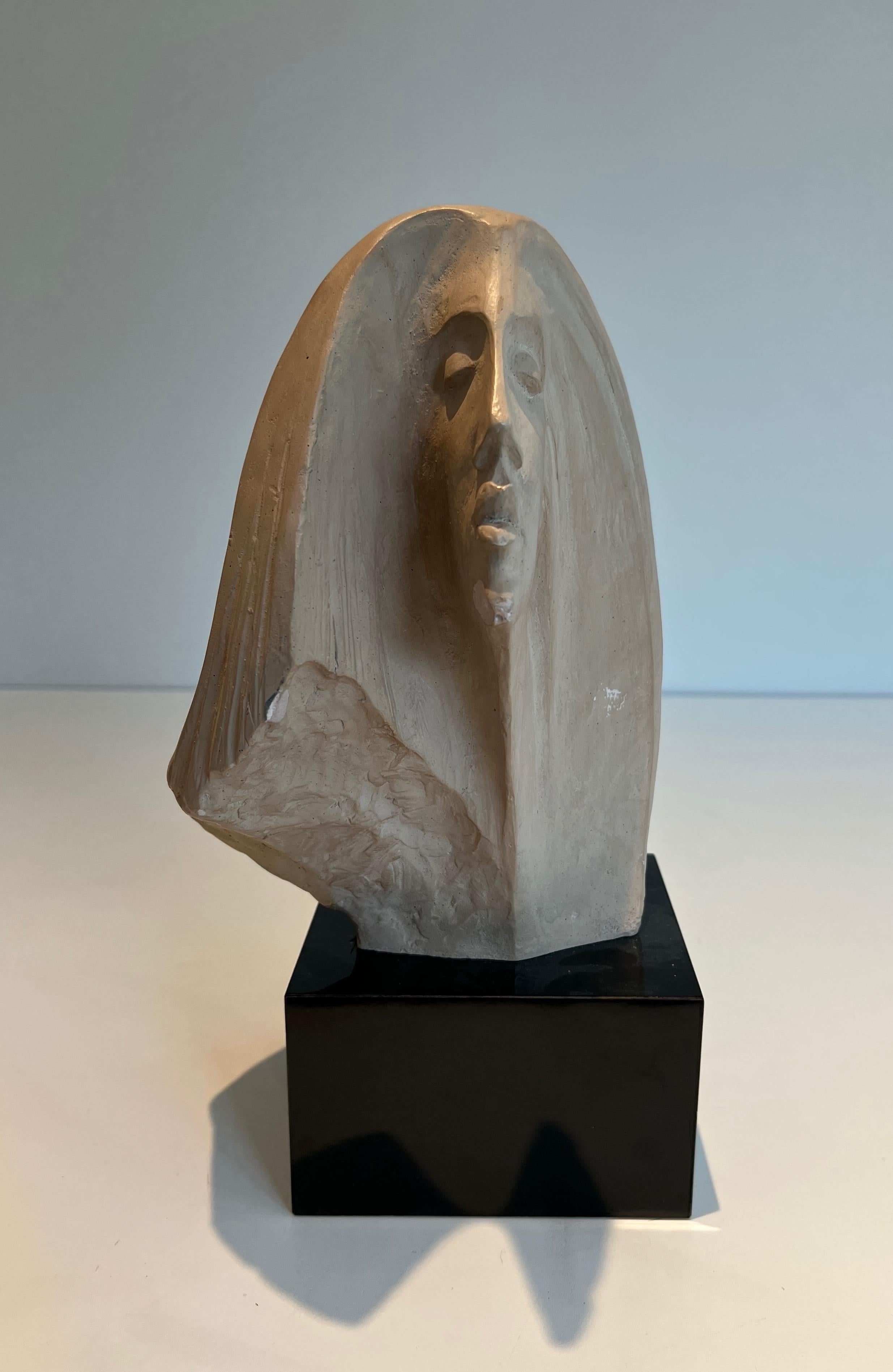 Terracotta Sculpture Representing a Woman's Face For Sale 3