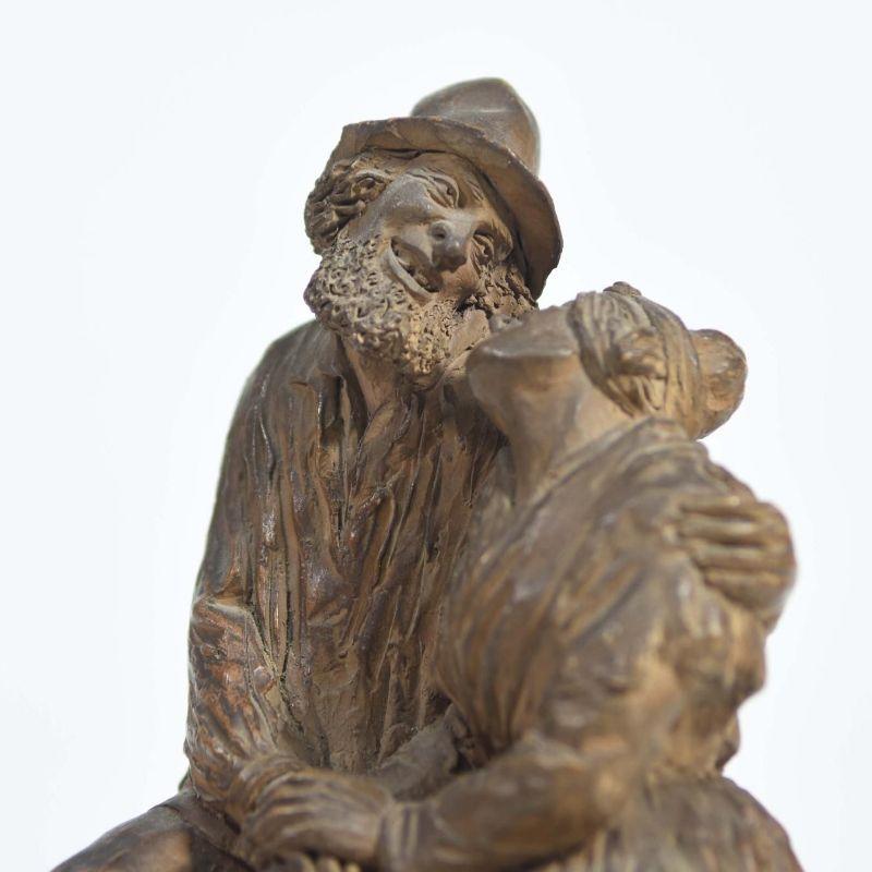 XIXe siècle Sculpture en terre cuite représentant Paul et Virginie 19ème siècle en vente