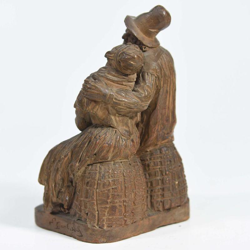 Terre cuite Sculpture en terre cuite représentant Paul et Virginie 19ème siècle en vente