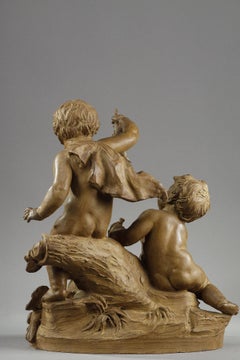 Terracotta sculpture signed Le Brun, Allegory of the Hunt