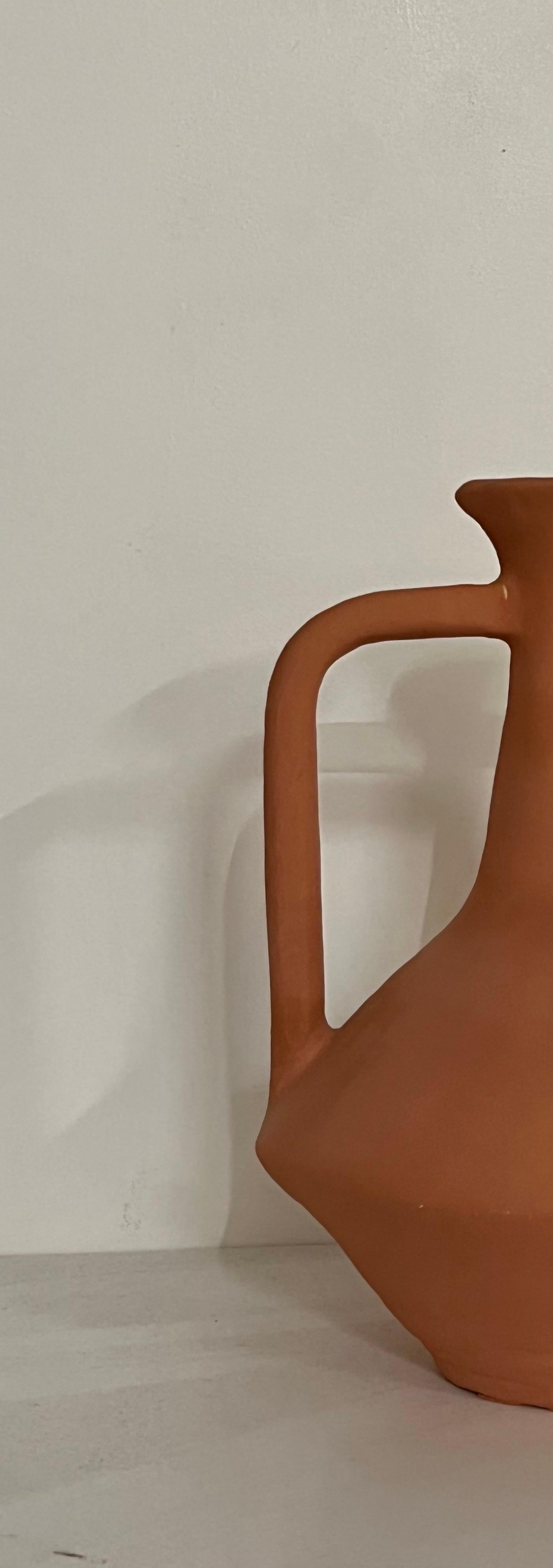 Post-Modern Terracotta Short Neck Vase by Solem Ceramics For Sale