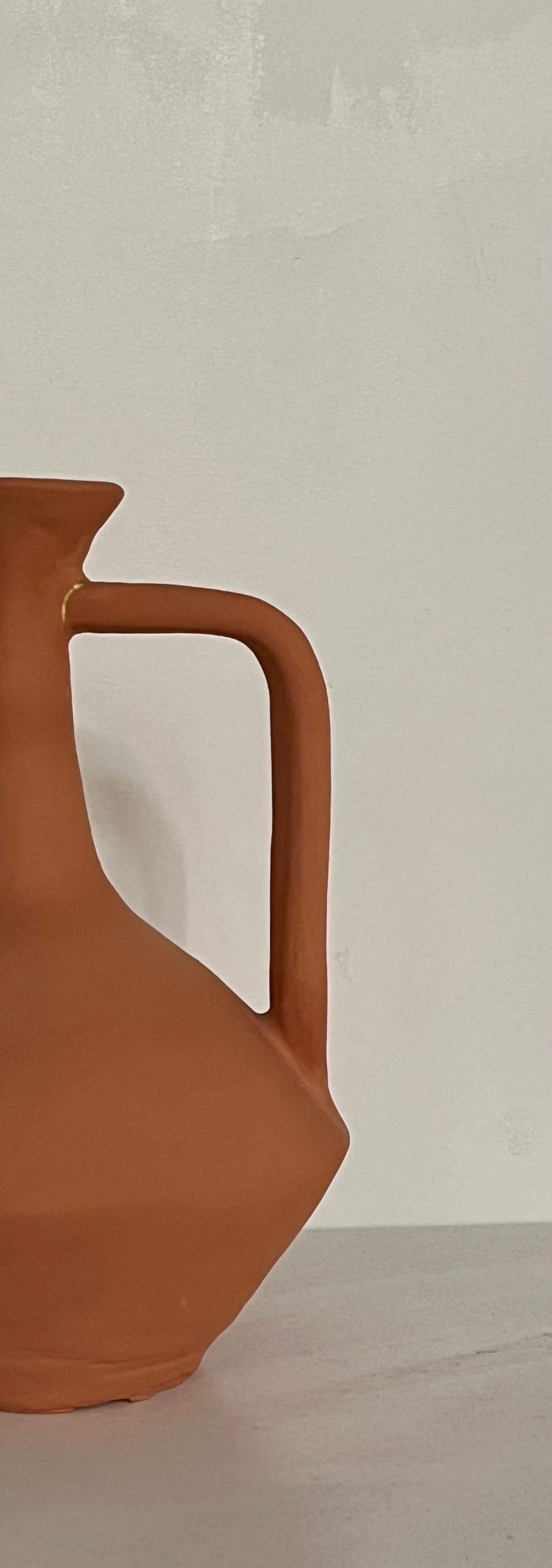 Canadian Terracotta Short Neck Vase by Solem Ceramics For Sale