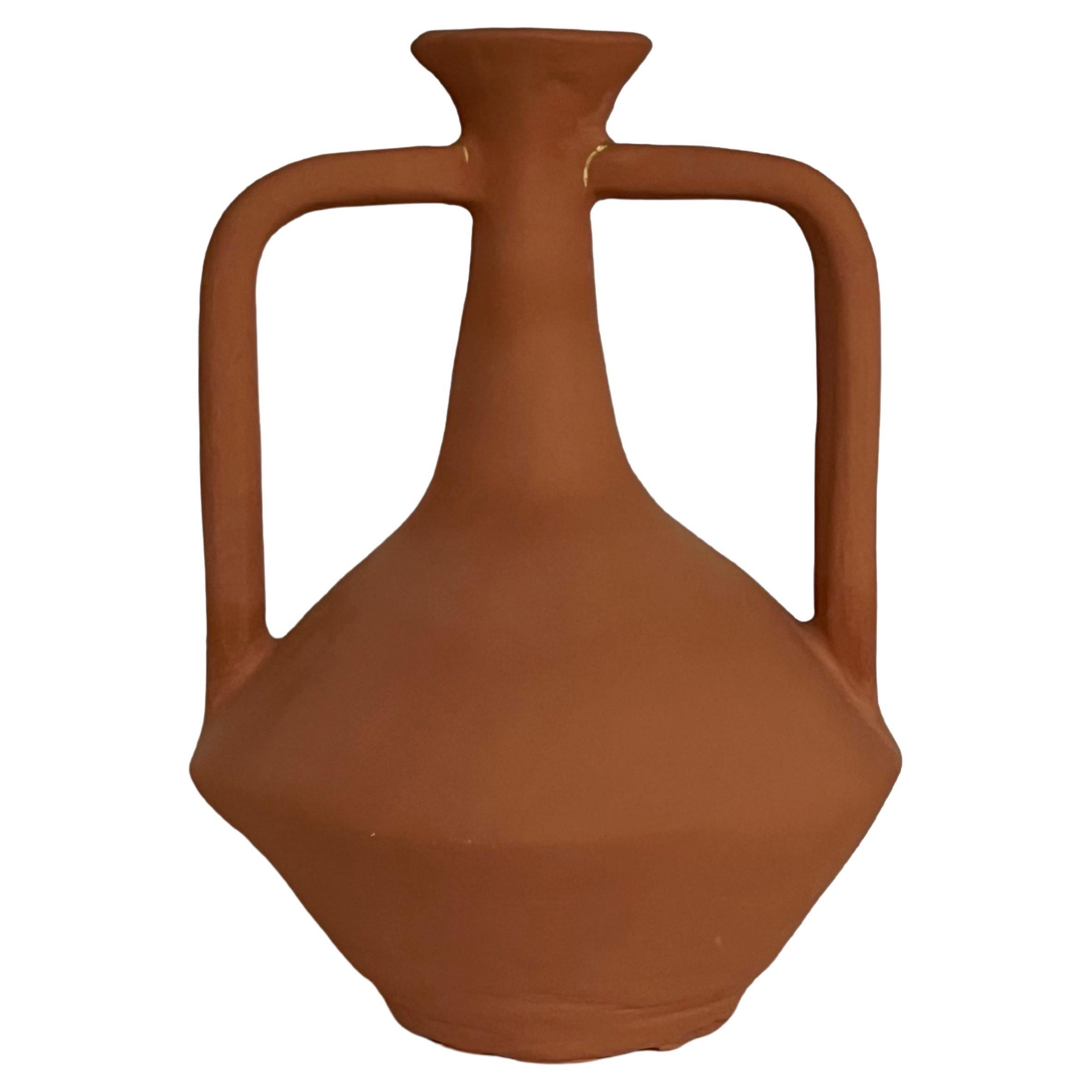 Terracotta Short Neck Vase by Solem Ceramics For Sale