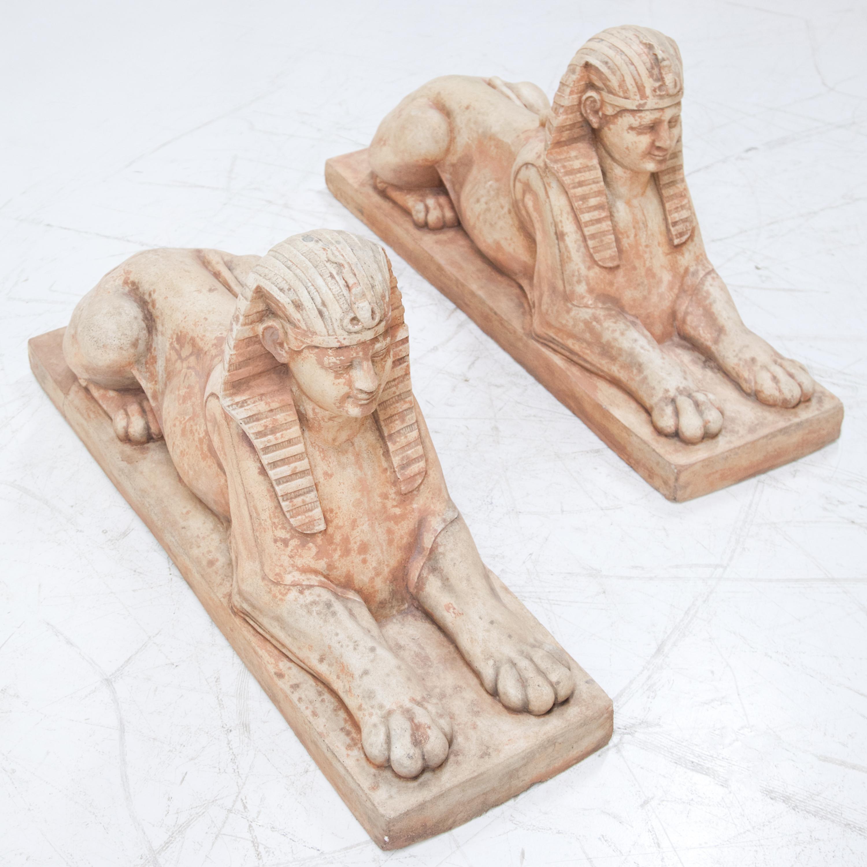 Egyptian Revival Terracotta Sphinxes, Second Half of the 20th Century